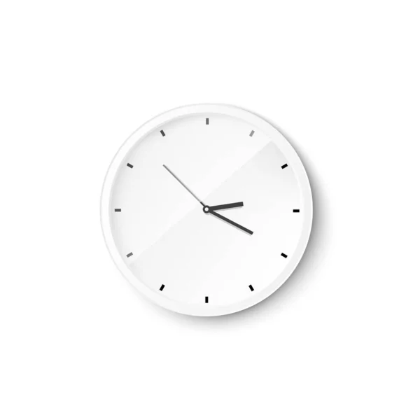 Modern Wall Clock Dial Realistic Mockup Vector Illustration Isolated White — Stock Vector