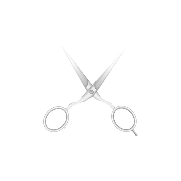 Otwarty Fryzjer Metalowe Nożyczki Makieta Realistyczny Wektor Ilustracji Izolowane Białym — Wektor stockowy