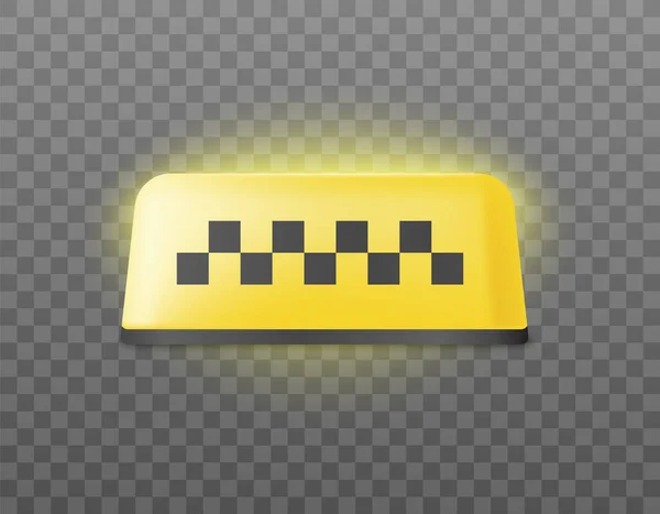 Realistyczny Żółty Znak Taksówki Wektor Ilustracji Izolowane Przezroczystym Tle Znak — Wektor stockowy