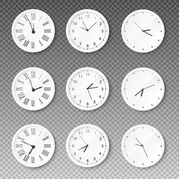 Reloj Pared Redondo Con Números Romanos Árabes Diseños Línea Circular — Vector de stock