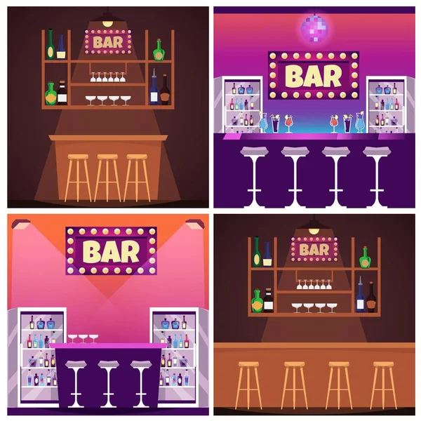 Comptoir Avec Boissons Alcoolisées Dans Bar Discothèque Restaurant Café Cocktails — Image vectorielle