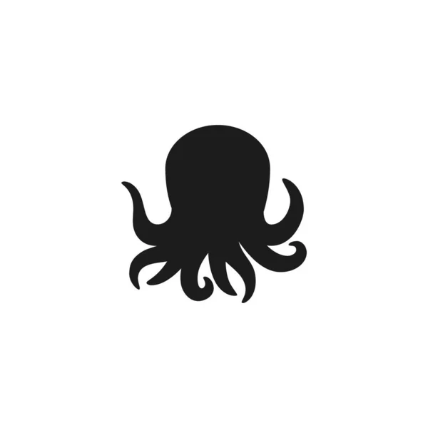 Silhouette Eines Oktopus Mit Tentakeln Auf Weißem Hintergrund Schwarzer Oktopusvektor — Stockvektor