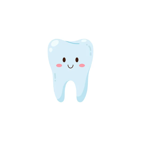 Roztomilý Šťastný Zub Postava Kreslený Plochý Vektor Ilustrace Izolované Bílém — Stockový vektor
