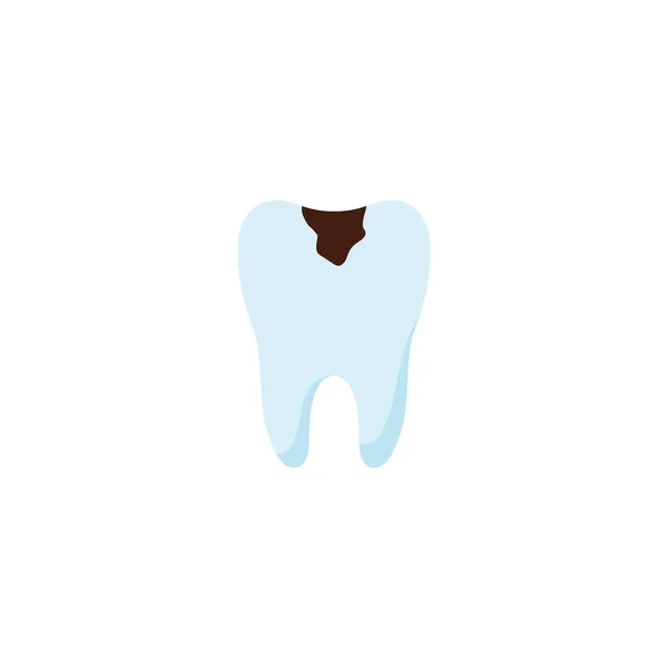 有龋齿 口腔学帮助或治疗概念 平面载体说明分离的白色背景 牙釉质受损及牙痛的牙齿 — 图库矢量图片