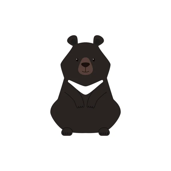 Cute Niedźwiedź Grizzly Postać Kreskówki Płaski Wektor Ilustracji Izolowane Białym — Wektor stockowy