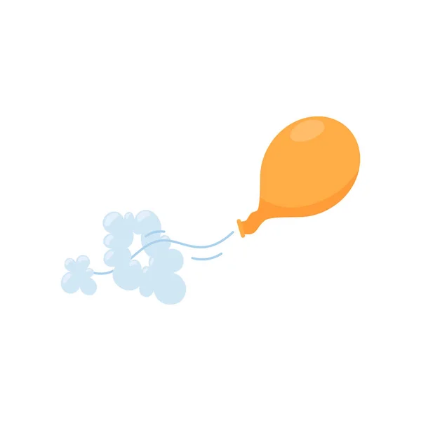 Entlüftende Ballon Fliegt Weg Flache Cartoon Vektor Illustration Isoliert Auf — Stockvektor