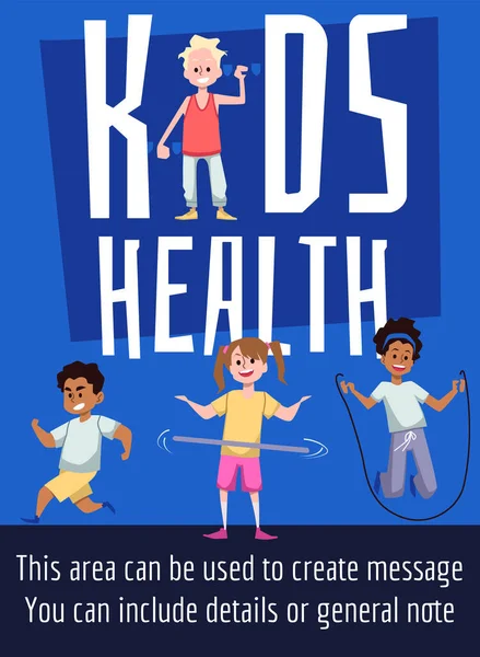 Kids Health Poster Template Diverse Children Sports Flat Vector Illustration — Stockvector