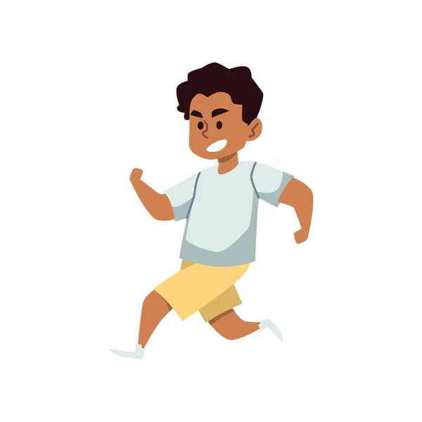 Child Runs Fast Physical Development Sport Activity Flat Cartoon Vector — Stockvektor