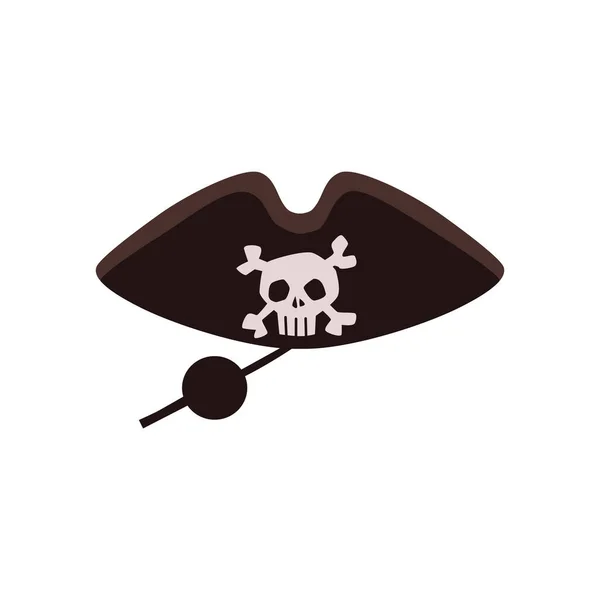 Черный Пиратский Головной Убор Шляпа Черепом Костями Плоского Стиля Векторная — стоковый вектор