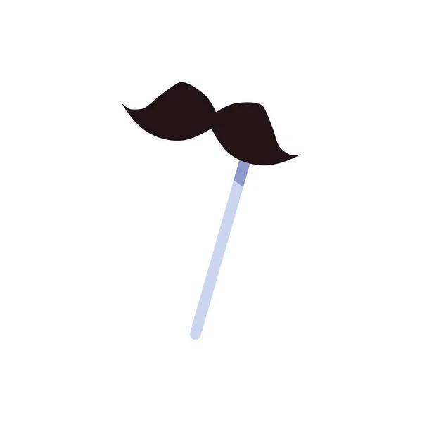 Black Funny Mustaches Stick Mask Carnival Party Flat Vector Illustration —  Vetores de Stock