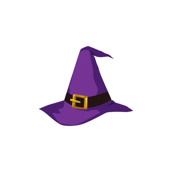 Purple Witch Hat Buckle Children Carnival Costume Flat Style Vector — Archivo Imágenes Vectoriales