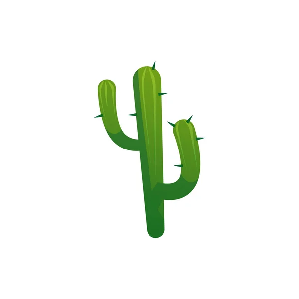 Bizarre Green Cactus Spikes Flat Style Vector Illustration Isolated White - Stok Vektor