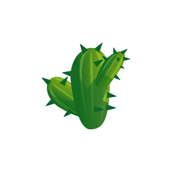 Green Cactus Flat Style Vector Illustration Isolated White Background Exotic — 스톡 벡터