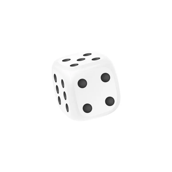 White Realistic Cube Dice Black Dots Tabletop Board Games Vector — Stock Vector