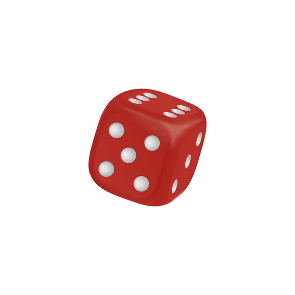 Red Realistic Dice Numbers White Dots Vector Illustration Isolated White — Stock Vector