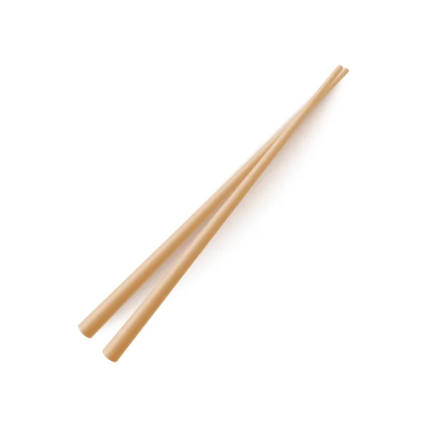 リアルな3Dスタイルで木製の箸 白い背景に隔離されたベクトルイラスト 伝統的なアジア料理のためのカトラリー 日本と中国の料理のための竹箸 — ストックベクタ