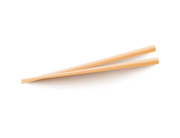 Realistiska Bambuätpinnar Stil Vektor Illustration Isolerad Vit Bakgrund Traditionellt Träredskap — Stock vektor
