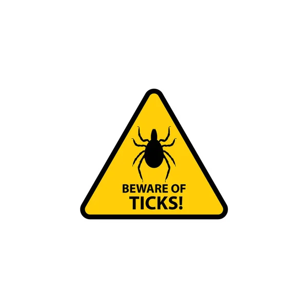 Vorsicht Vor Zecken Die Milben Warnen Enzephalitis Zeckenbiss Gefahrenwarnschild Oder — Stockvektor