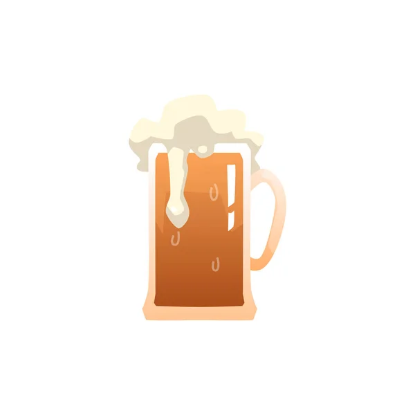 Grande Caneca Cerveja Com Espuma Para Embalagem Cerveja Menu Bar — Vetor de Stock