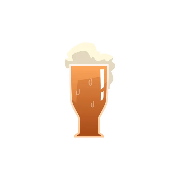 Glas Licht Bier Met Schuim Vlakke Stijl Vector Illustratie Geïsoleerd — Stockvector