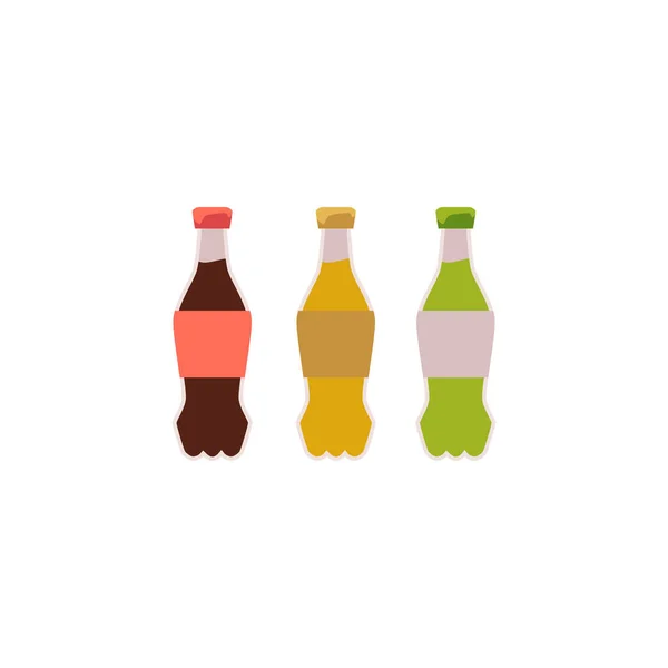 Sodawasser Getränke Flaschen Sammlung Flache Vektor Cartoon Illustration Isoliert Auf — Stockvektor