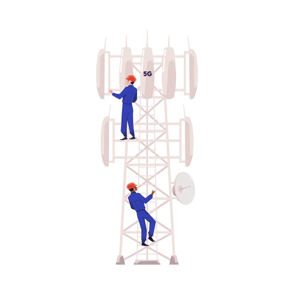 Workers Uniform Working Tower Flat Vector Illustration Isolated White Background — Stock Vector