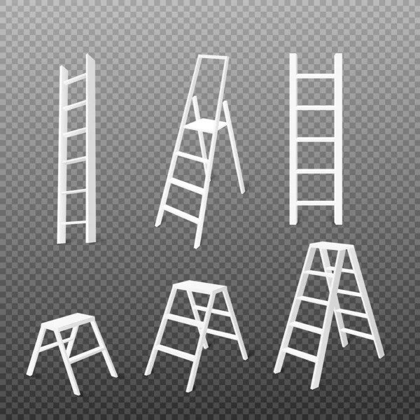 Набор Ступенчатых Лестниц Реалистичная Трехмерная Векторная Иллюстрация Изолированная Прозрачном Фоне — стоковый вектор