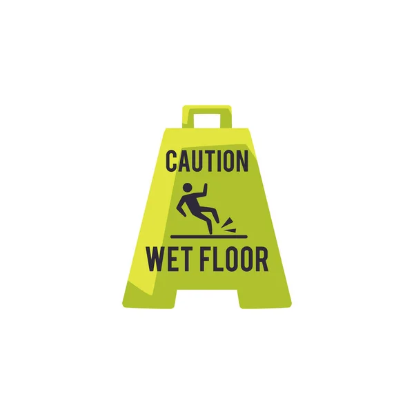 Sign Inscription Wet Floor Icon Silhouette Falling Man Flat Style — Stock Vector