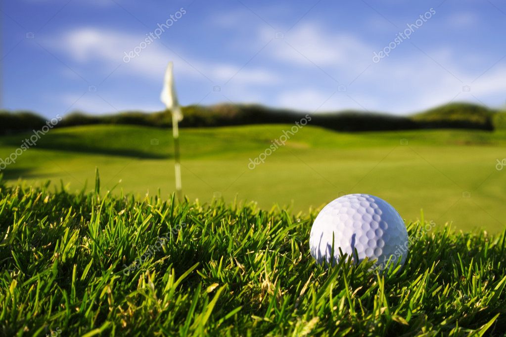 Golf ball in a course