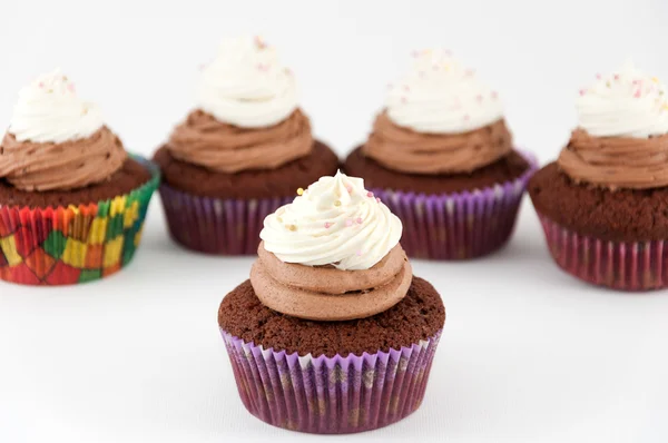 Two colored chocolate cupcakes — Stock Photo, Image