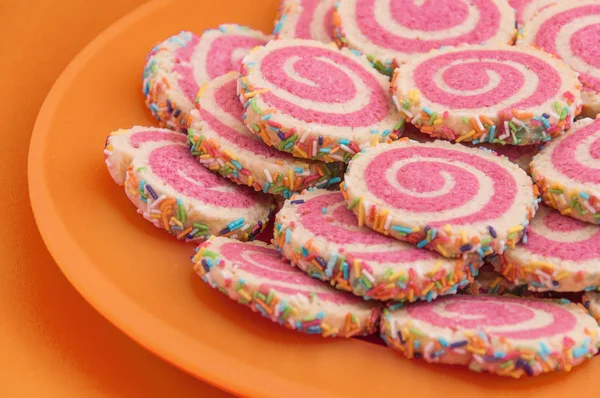 Spiral sprinkled cookies — Stock Photo, Image