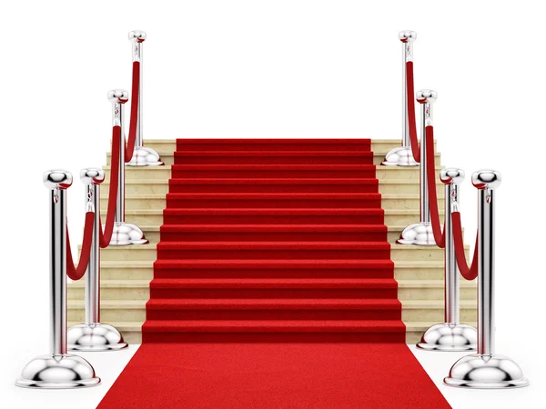 Silver stanchions and a red carpet — Stock Photo, Image