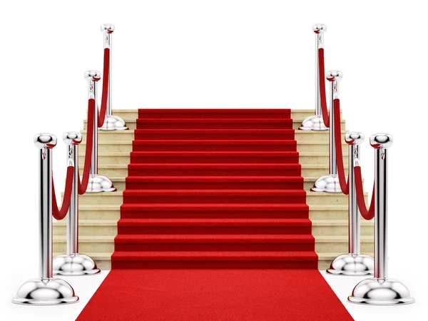 Stanchions d'argento e un tappeto rosso — Foto Stock