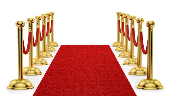 Gold stanchions and a red carpet — Stock Photo, Image