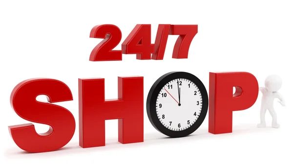 24/7 shop sign — Stock Photo, Image