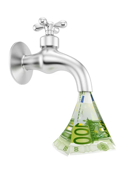 Euro flowing from a tap — Stock Photo, Image