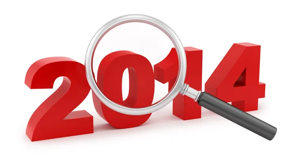 Magnifying glass over 2014 — Stock Photo, Image