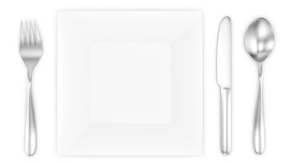 Piatto vuoto con cucchiaio — Foto Stock