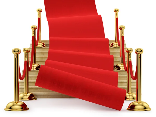 Alfombra roja rodando por las escaleras — Foto de Stock