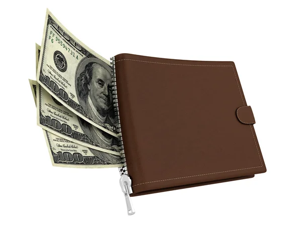 Leather wallet with dollars — Stock Photo, Image