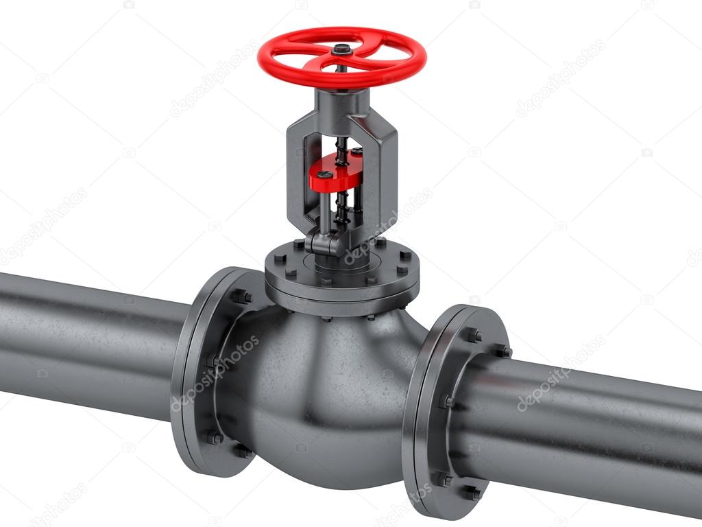 Pipe with a red valve