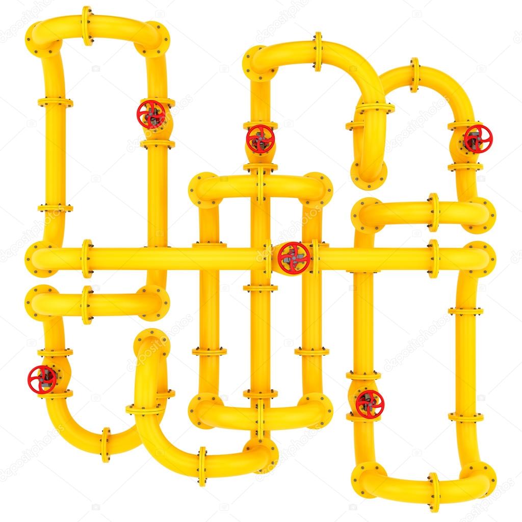 Yellow pipes with valves