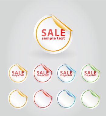 Satılık çıkartmaları kümesi.