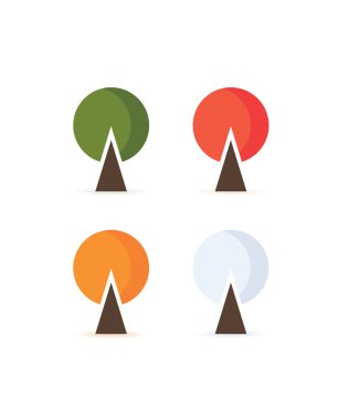 vektör mevsimlik cinayet sebebi. stilize ağaç. dört yıl seasos. temiz,