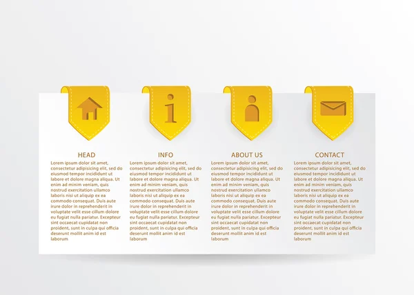 Vector gold progress card with gold ribbon marks and simple web — Stockvector