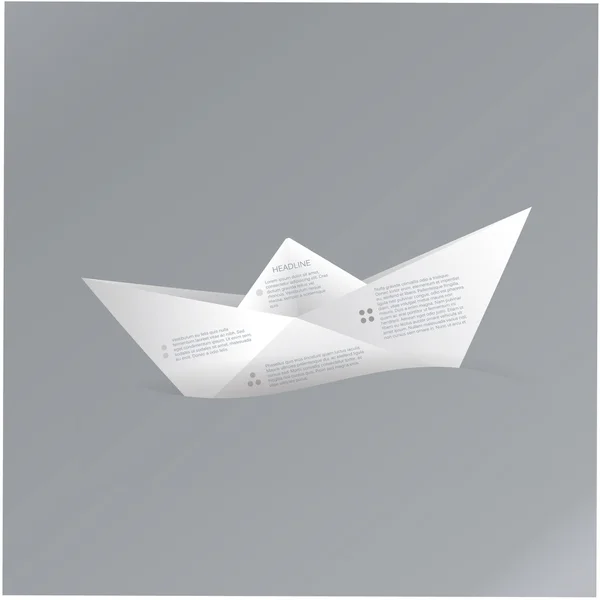 Vector paper origami boat. Paper sign with space for your text. — Stock Vector