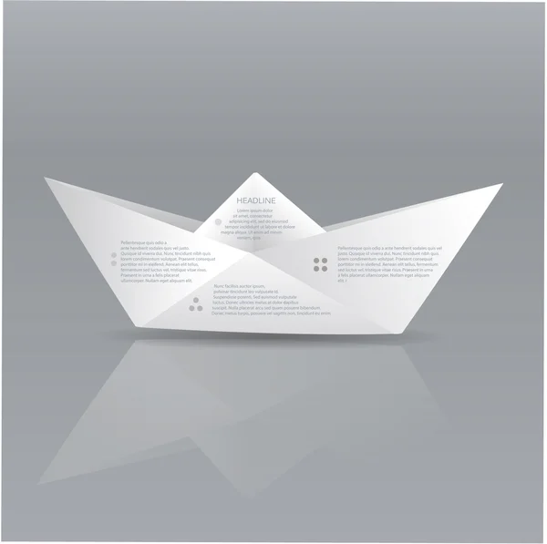 Vector paper origami boat. Paper sign with space for text about — Stock Vector