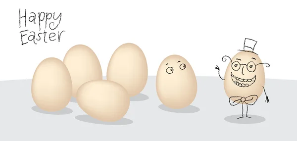Vektor húsvéti tojás, karikatúra kis arca. Egyszerű vázlat eas — Stock Vector