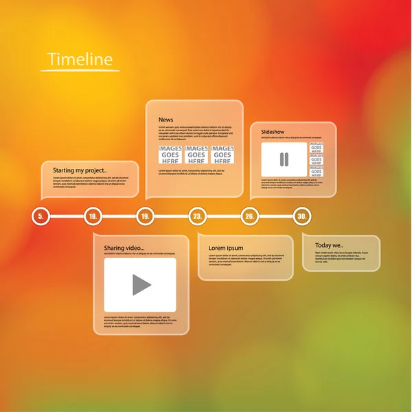 Plantilla de línea de tiempo vectorial. Diseño con mucho espacio para su contenido — Archivo Imágenes Vectoriales