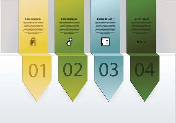 Four choices. Folded long arrows with space for your text, icons — Stok Vektör